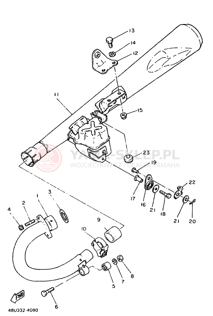 Schemat "Wydech końcowy" do Yamaha SR500