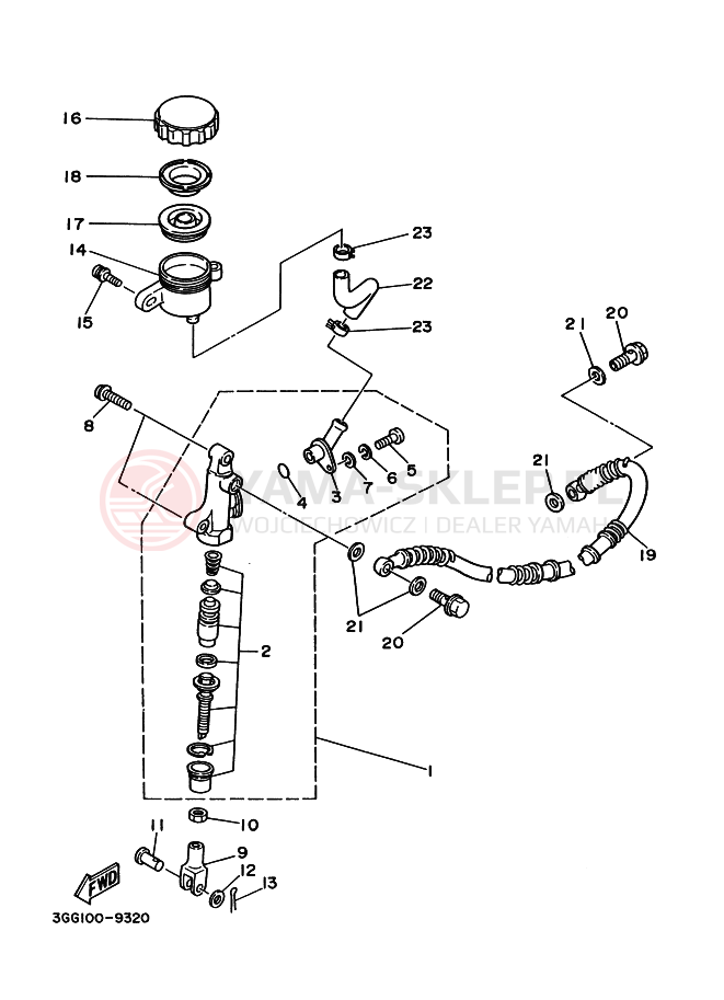 Schemat "Pompa hamulcowa tył" do Yamaha YFZ350