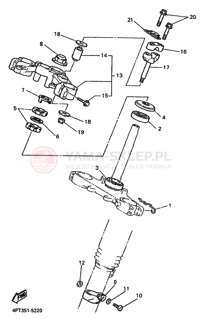 Schemat "Półki zawieszenia" do Yamaha XT600E