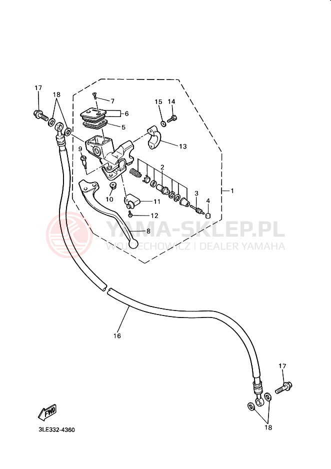 Schemat "Pompa hamulcowa przednia" do Yamaha YZF1000R THUNDERACE