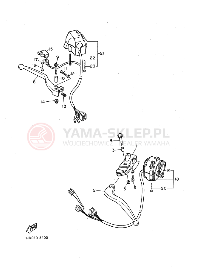 Schemat "Kierownica i osprzęt" do Yamaha SRX400