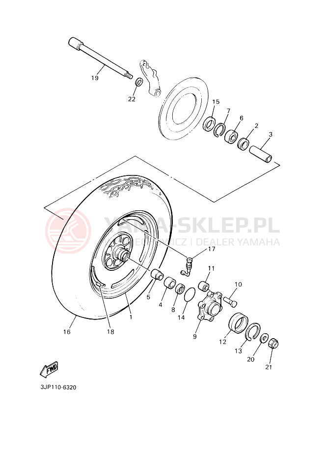 Schemat "Koło tył" do Yamaha VMX12 VMX12M VMAX