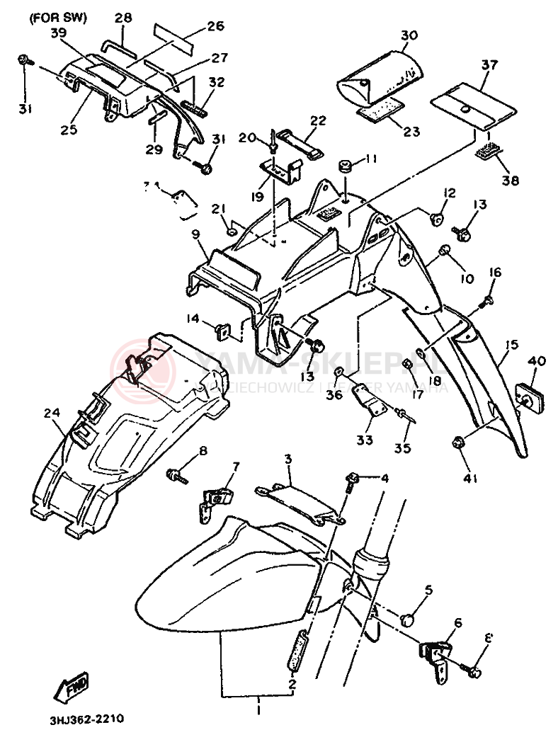 Schemat "błotnik" do Yamaha FZR500
