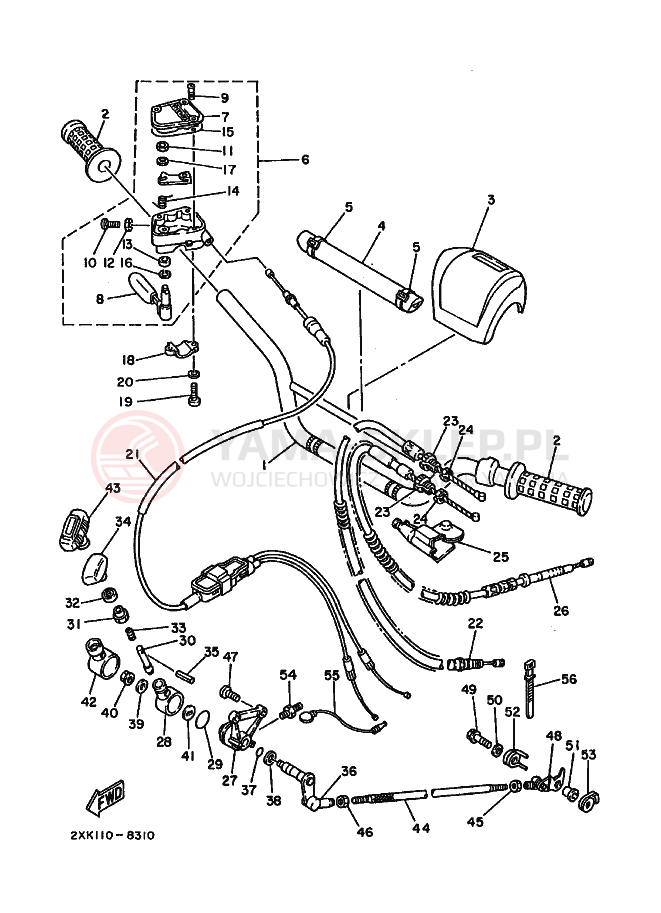 Schemat "Kierownica i osprzęt" do Yamaha WARRIOR