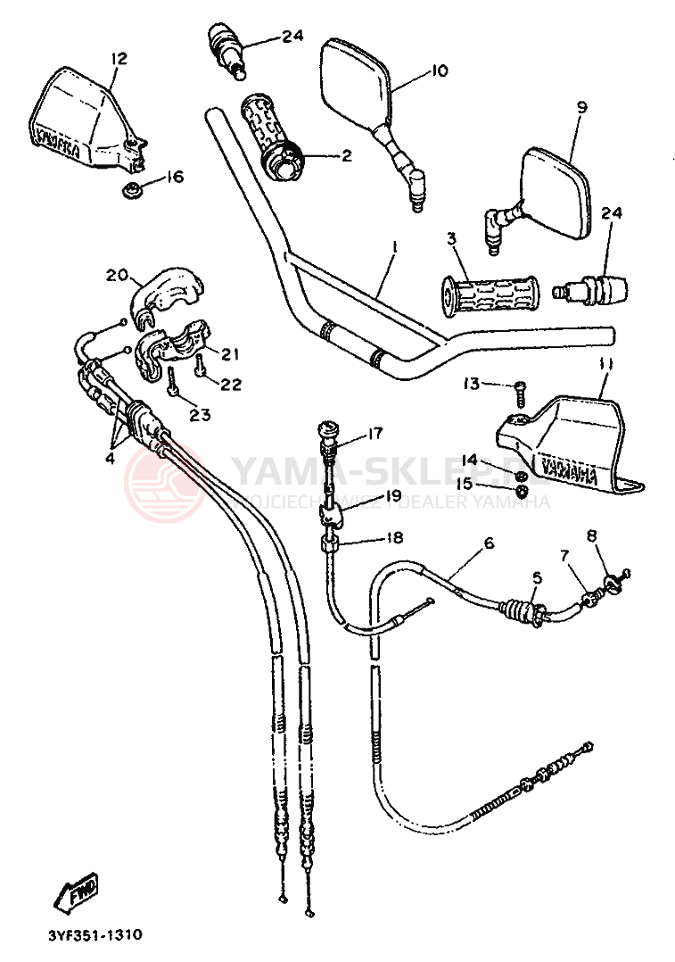 Schemat "Kierownica i osprzęt" do Yamaha XTZ660
