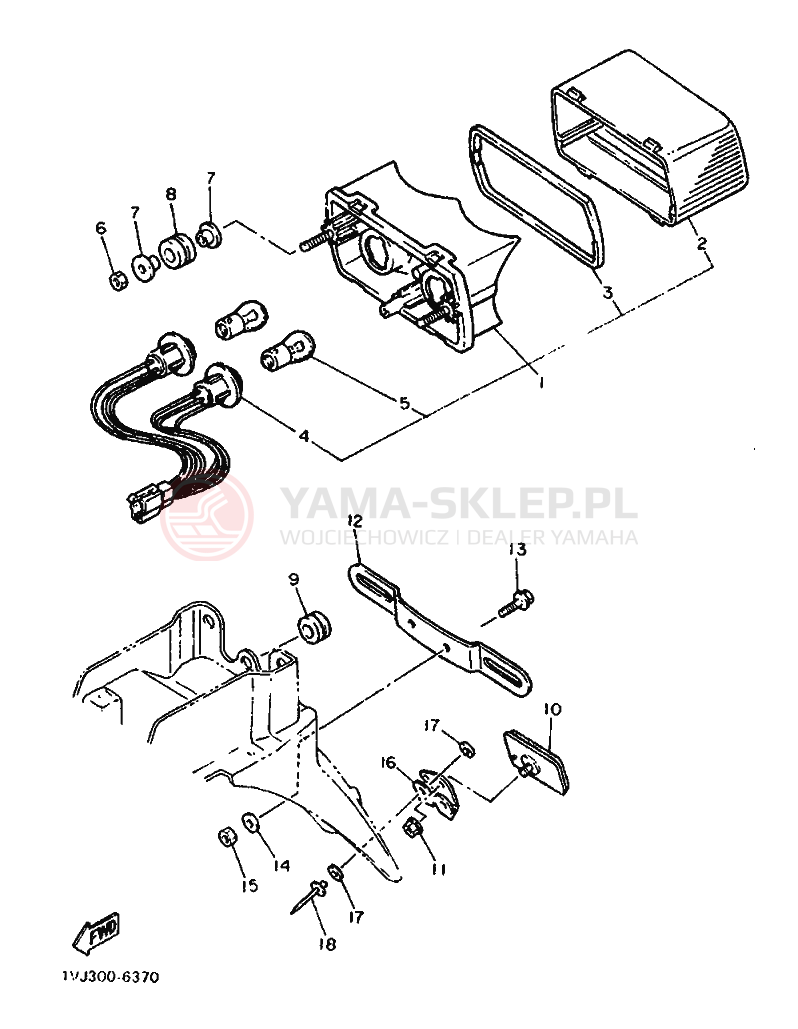 Schemat "Oświetlenie tył" do Yamaha XT600Z