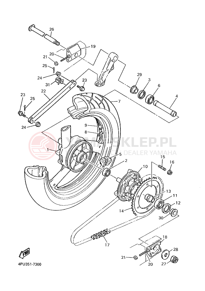 Schemat "Koło tył" do Yamaha XJR1200