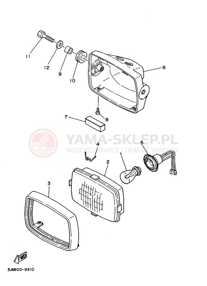 Schemat "Lampa przód" do Yamaha BLASTER