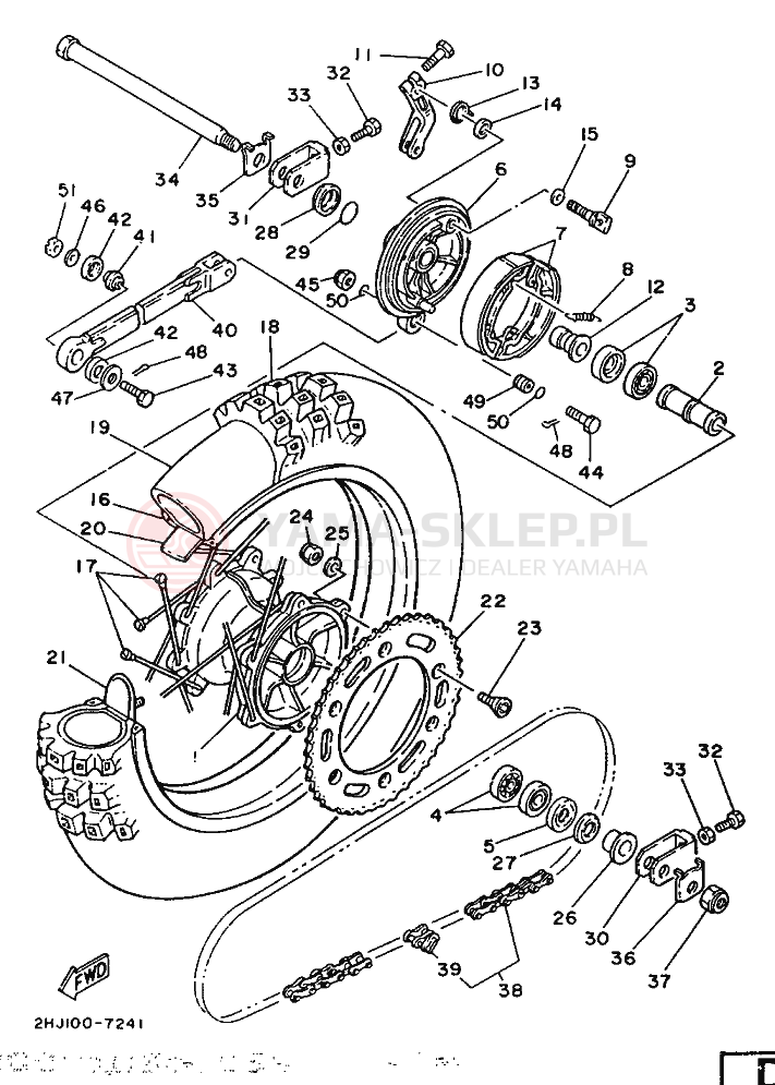 Schemat "Koło tył" do Yamaha YZ490 YZ490U