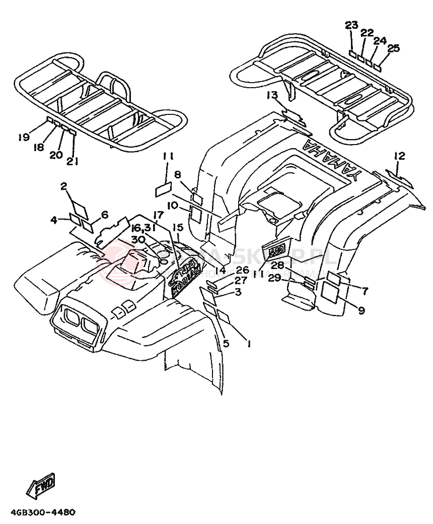 Schemat "naklejki" do Yamaha KODIAK 400