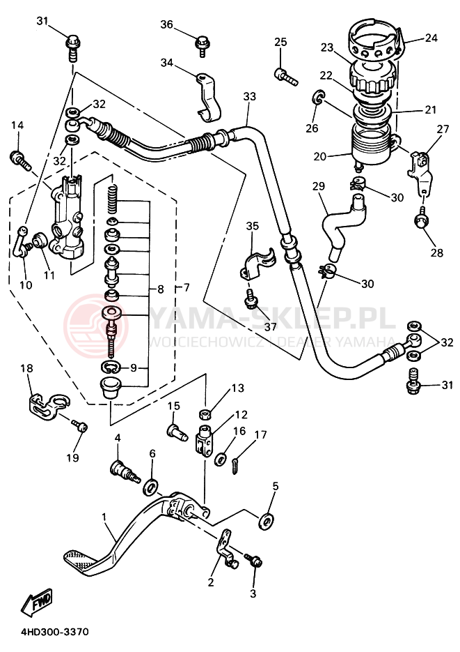 Schemat "Pompa hamulcowa tył" do Yamaha YZF750R