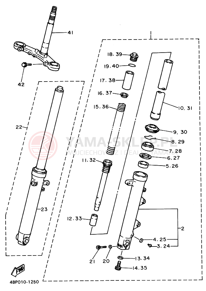 Schemat "Amortyzatory przód" do Yamaha XJ600S DIVERSION