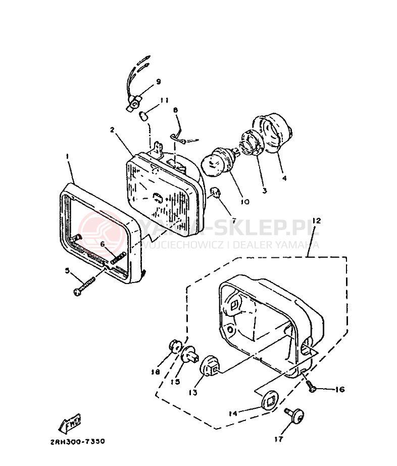 Schemat "Lampa przód" do Yamaha TZR125