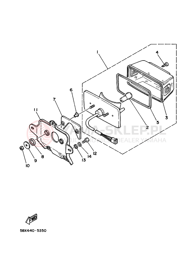 Schemat "lampa tył" do Yamaha RX115