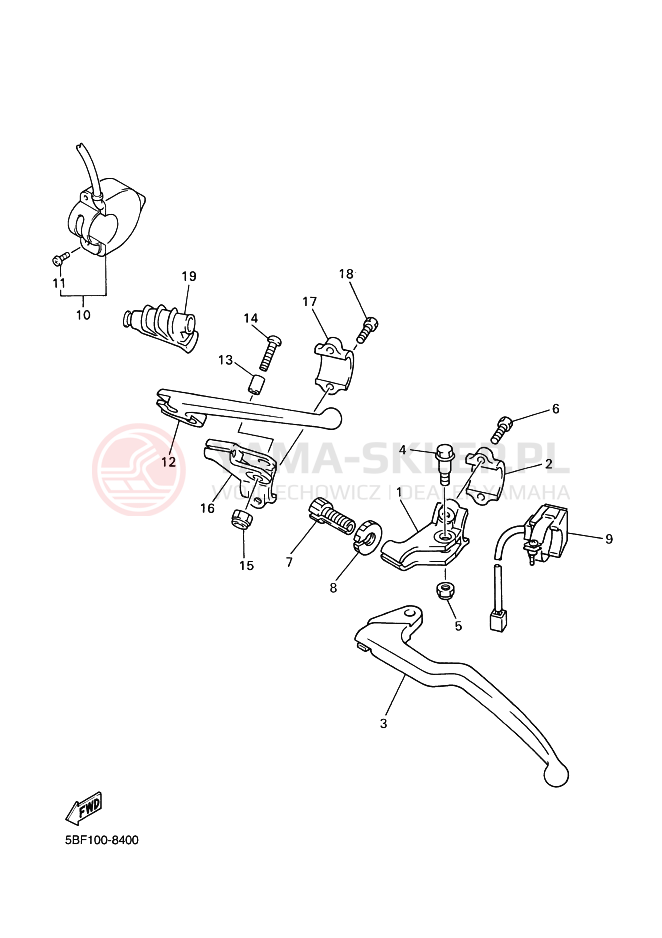 Schemat "Kierownica i osprzęt" do Yamaha WR400F
