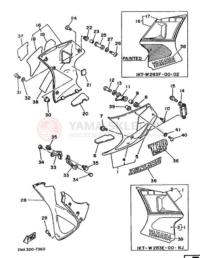 Schemat "elementy nadwozia" do Yamaha TZR250