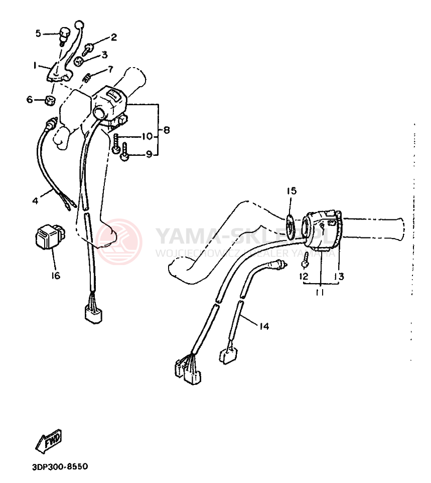 Schemat "Kierownica i osprzęt" do Yamaha XVZ12TD VENTURE ROYAL
