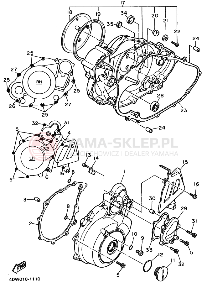 Schemat "Pokrywa silnika" do Yamaha TT600E