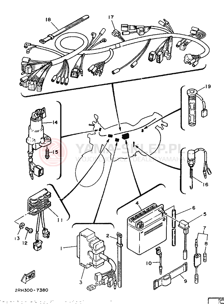 Schemat "układ elektryczny" do Yamaha TZR125