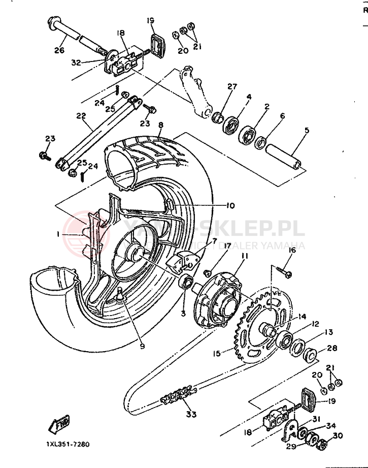 Schemat "Koło tył" do Yamaha SRX600