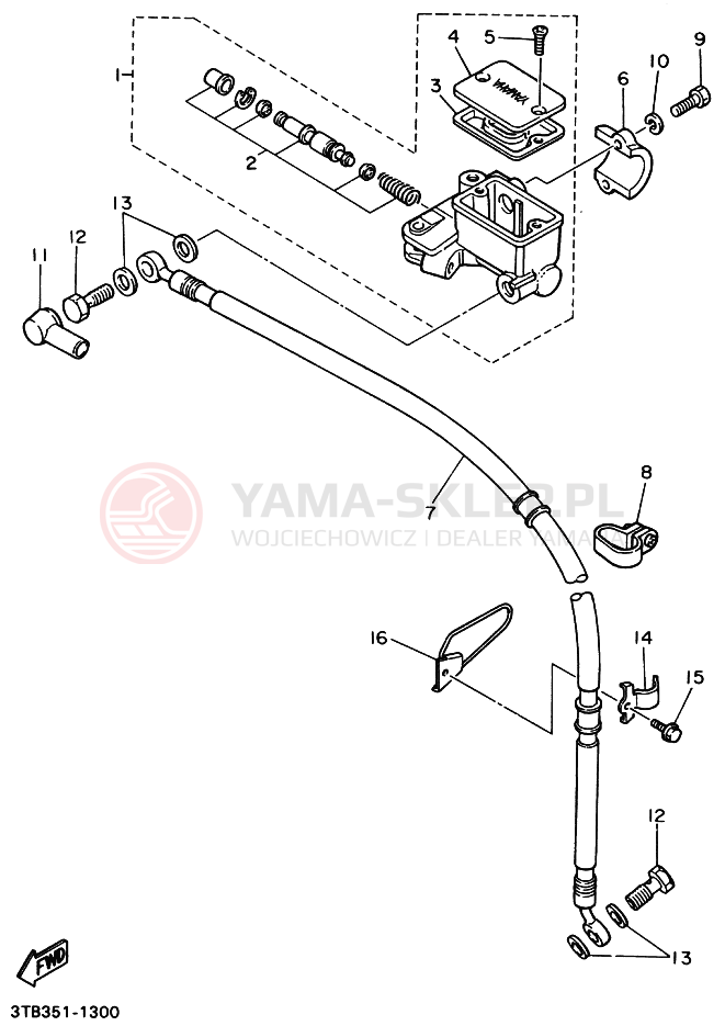 Schemat "Pompa hamulcowa przednia" do Yamaha XT600