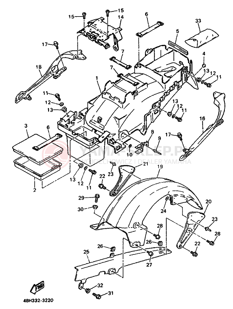 Schemat "Tylny błotnik" do Yamaha GTS1000