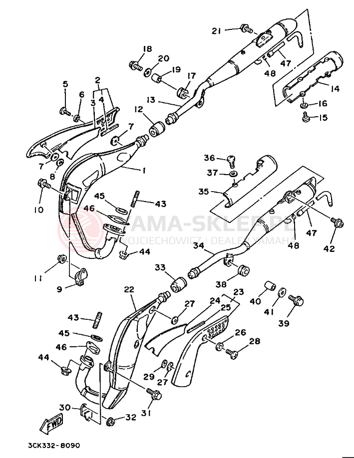 Schemat "Wydech końcowy" do Yamaha TDR250