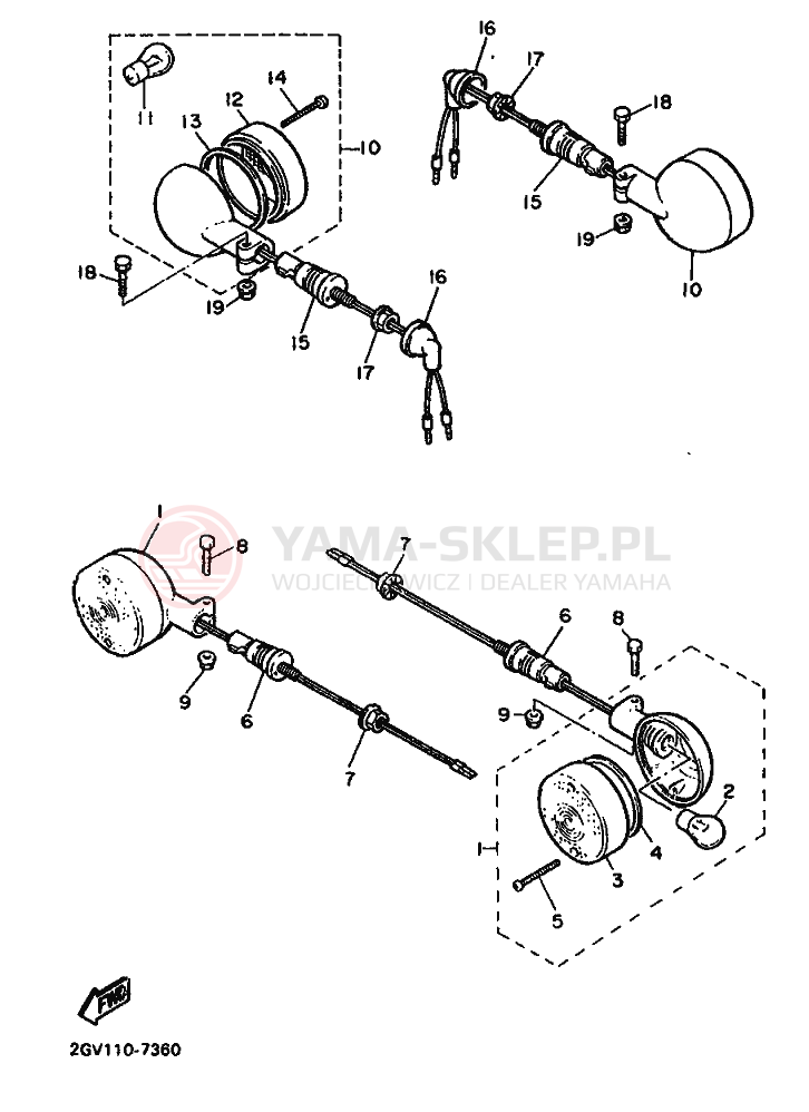 Schemat "kierunkowskazy" do Yamaha XV535