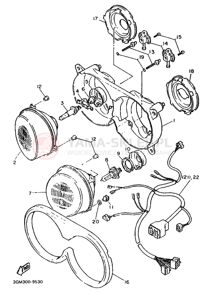 Schemat "Lampa przód" do Yamaha FZR1000