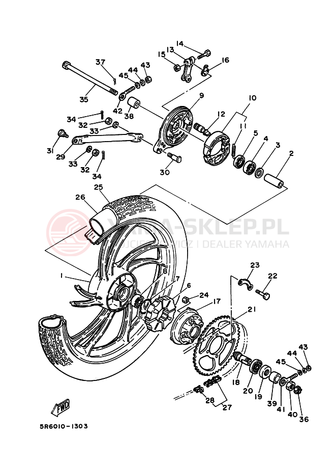 Schemat "Koło tył" do Yamaha RZ50