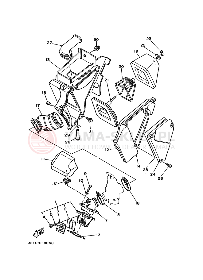 Schemat "Wtrysk paliwa" do Yamaha DT200R
