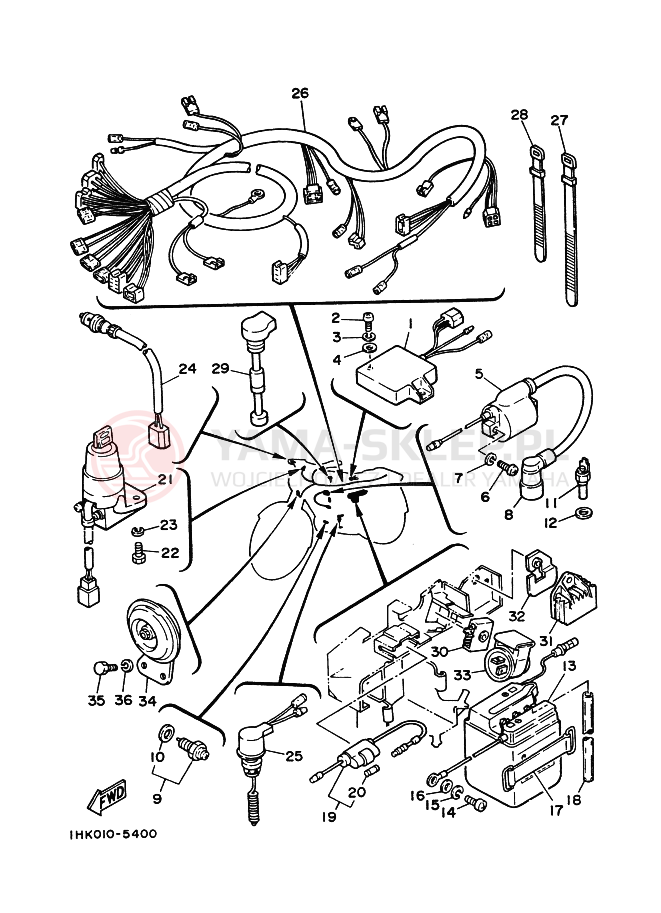 Schemat "układ elektryczny" do Yamaha RZ50