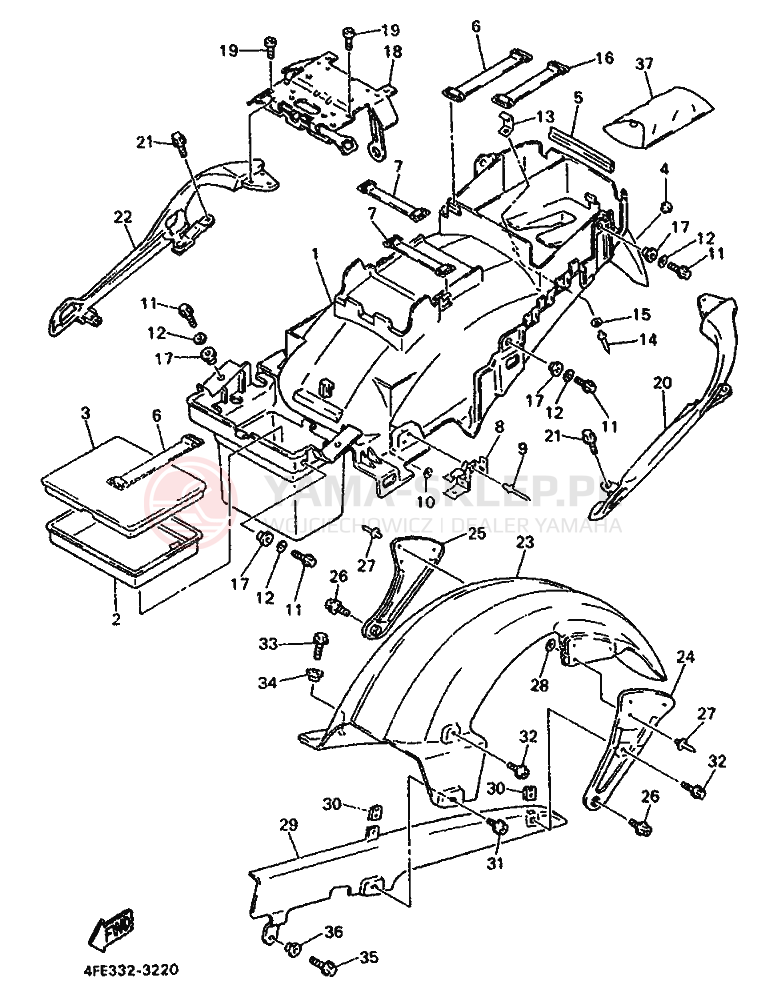 Schemat "Tylny błotnik" do Yamaha GTS1000A