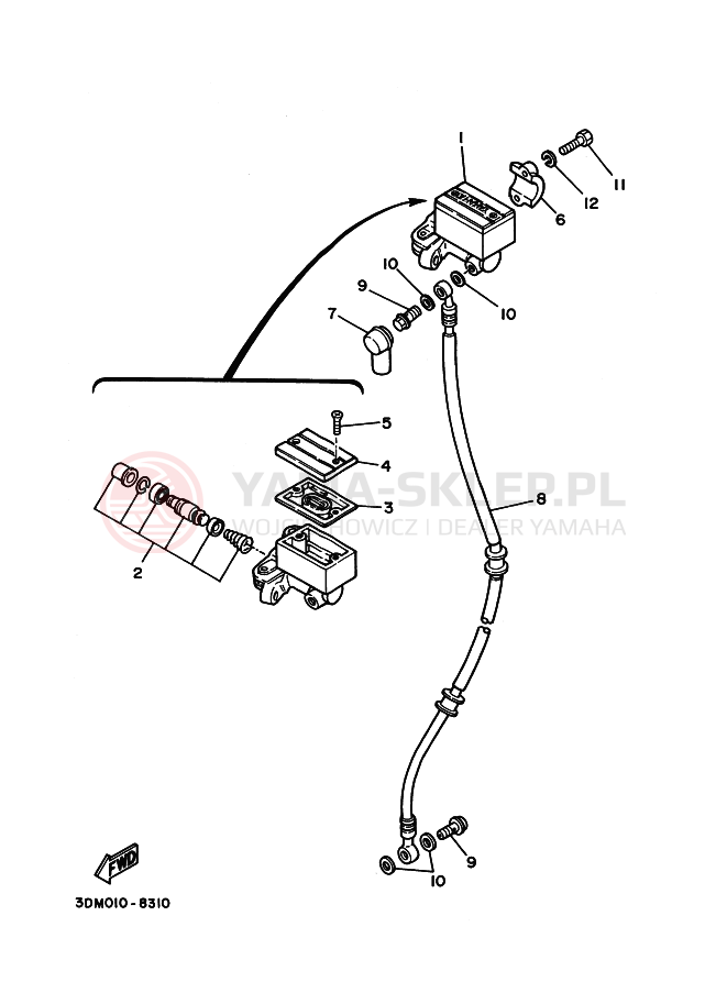 Schemat "Pompa hamulcowa przednia" do Yamaha XV250 VIRAGO
