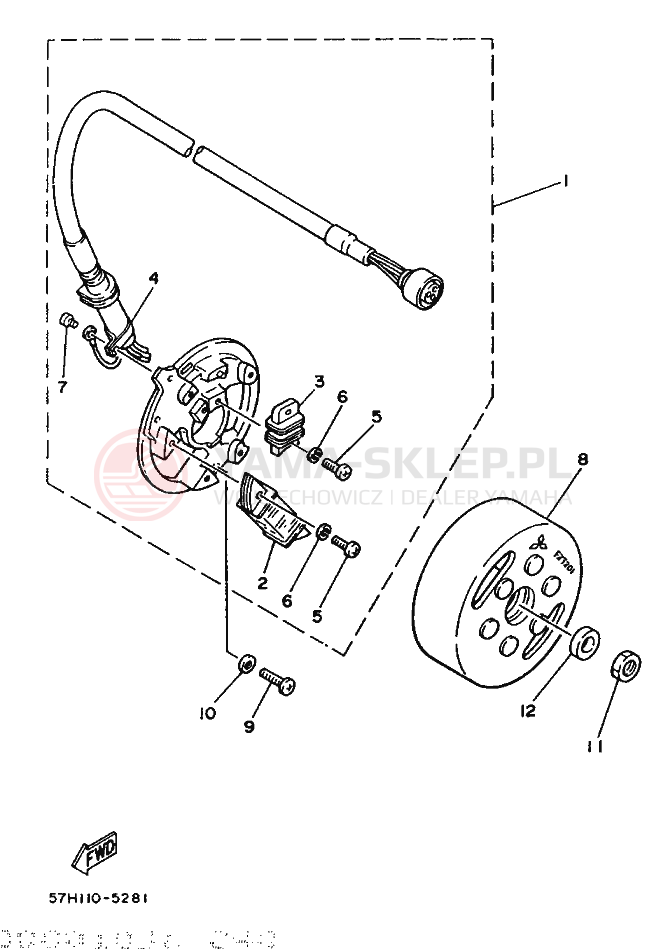 Schemat "prądnica" do Yamaha YZ490 YZ490U
