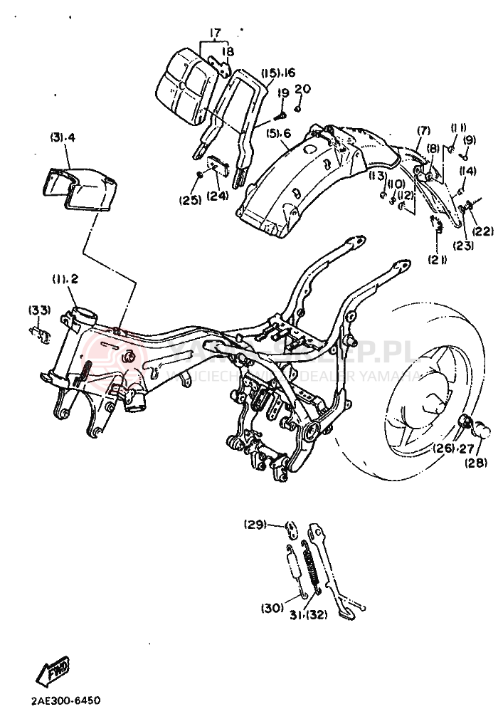 Schemat "Zawieszenie przód" do Yamaha XV1000