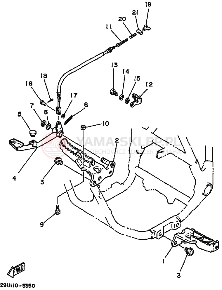Schemat "Stopka postojowa i podnóżki" do Yamaha MOTO 4 - 200 DX