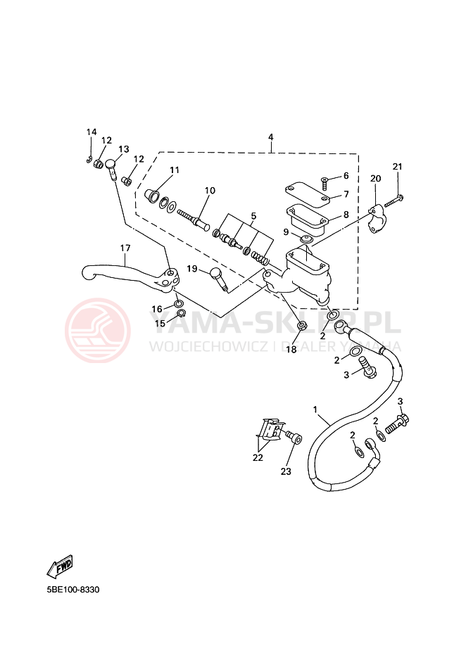 Schemat "Pompa hamulcowa przednia" do Yamaha WR400F