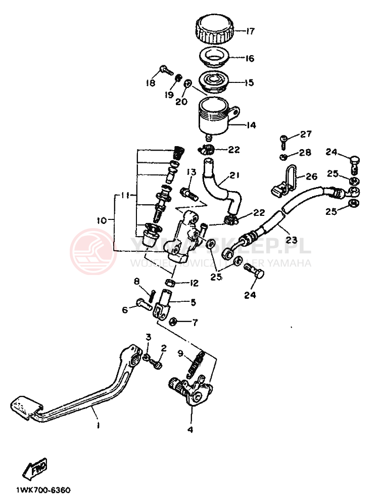 Schemat "Pompa hamulcowa tył" do Yamaha FJ1200
