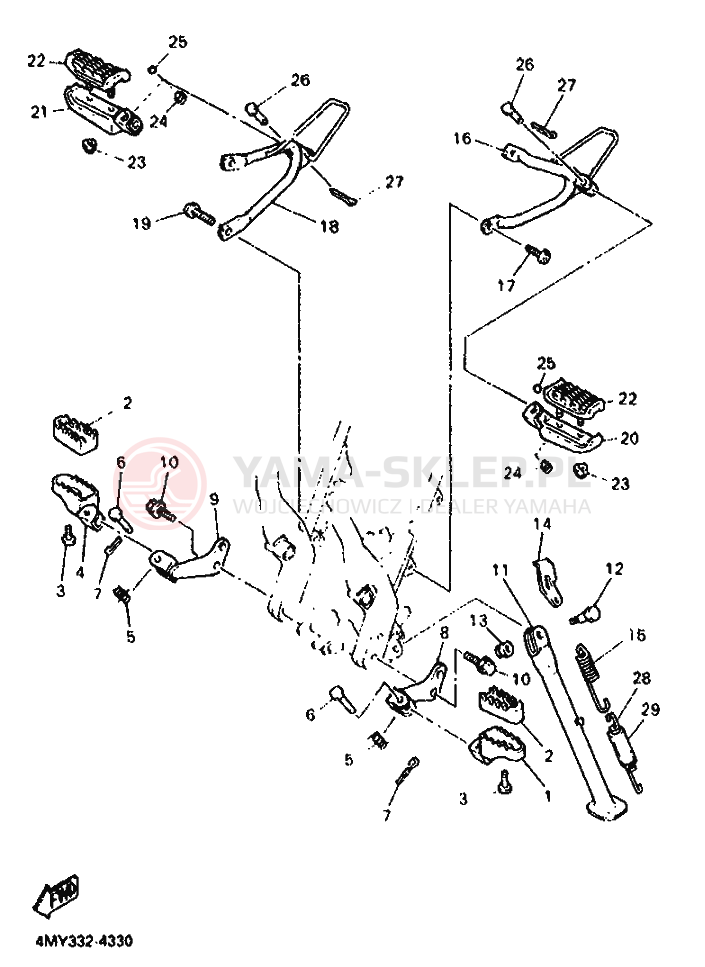 Schemat "Stopka postojowa i podnóżki" do Yamaha XTZ660