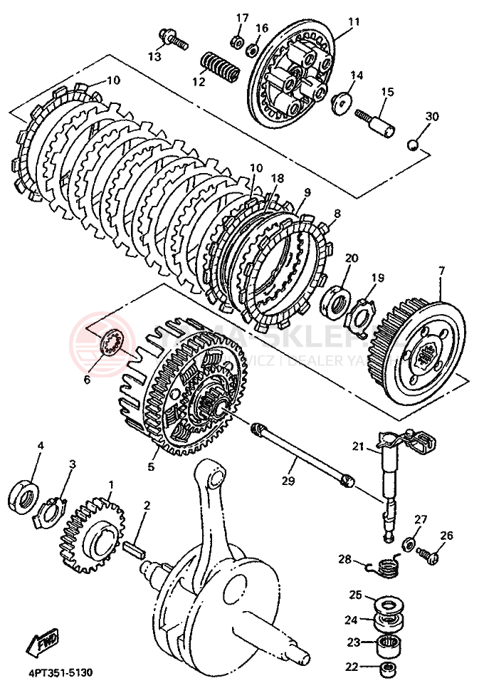 Schemat "sprzęgło" do Yamaha XT600E