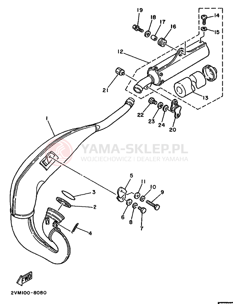 Schemat "Wydech końcowy" do Yamaha YZ250