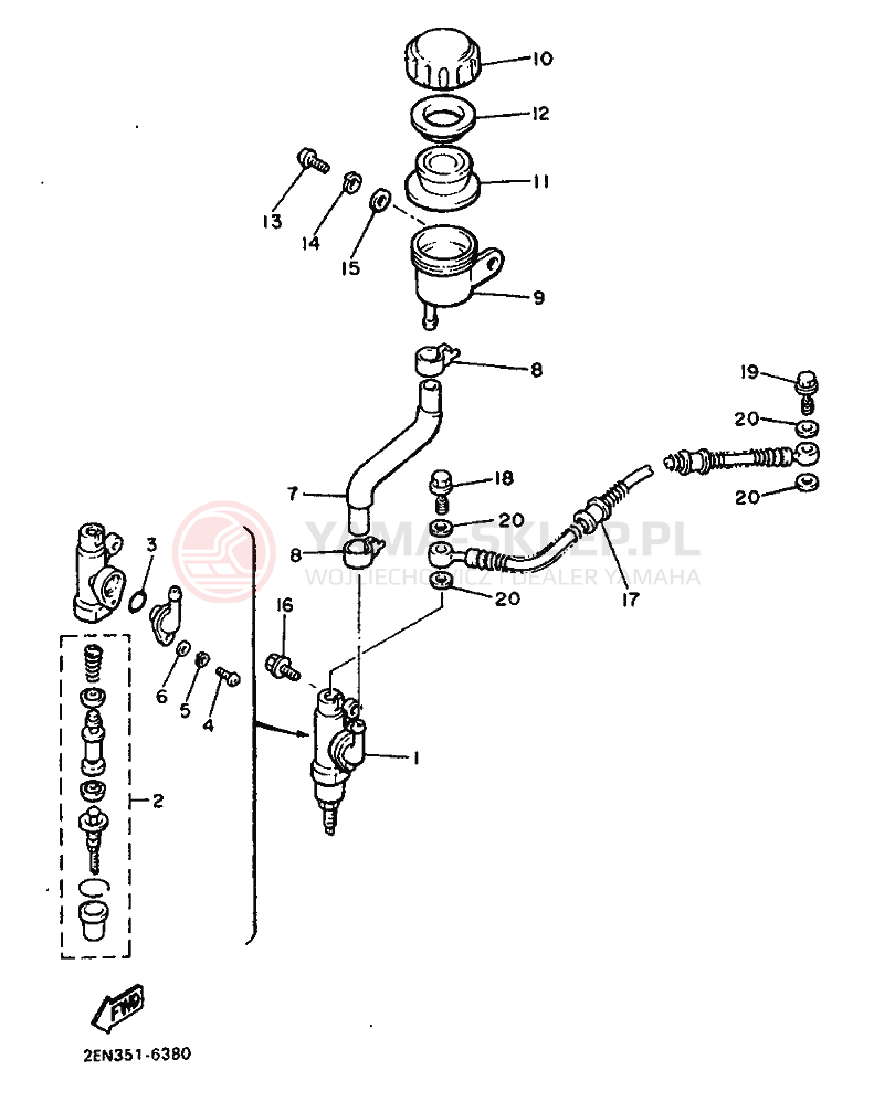Schemat "Pompa hamulcowa tył" do Yamaha VMX1200