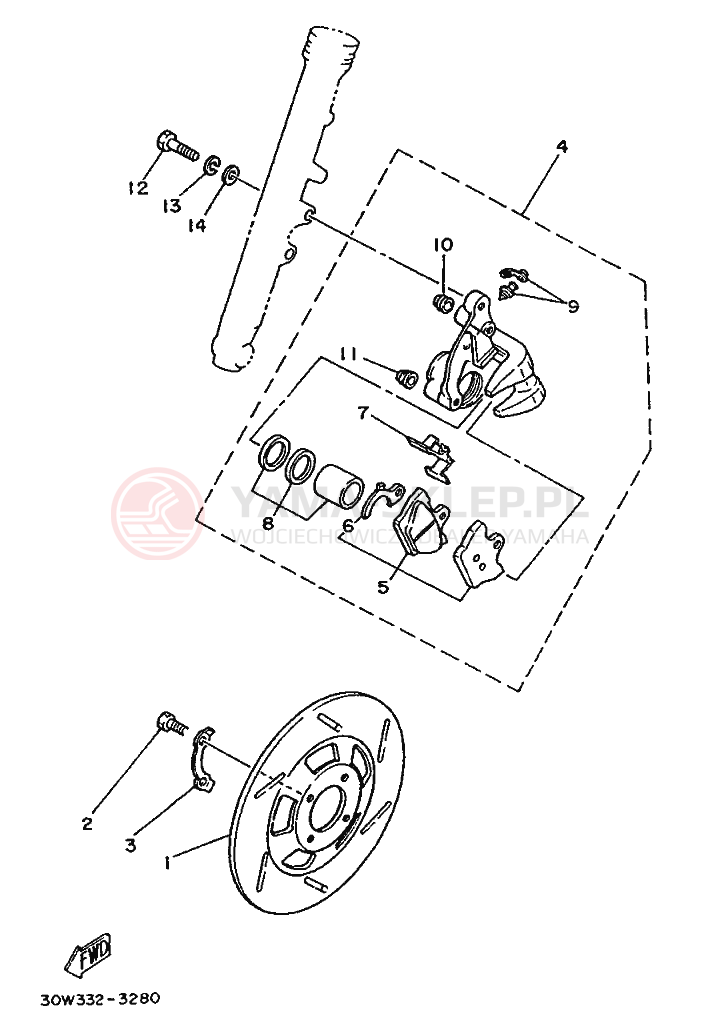 Schemat "Koło przód" do Yamaha RD75LC