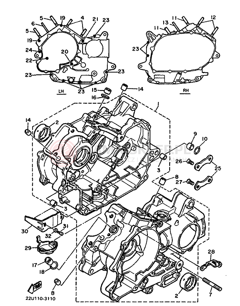 Schemat "Pokrywa silnika" do Yamaha VIRAGO