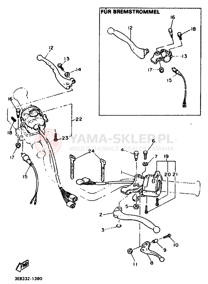 Schemat "Kierownica i osprzęt" do Yamaha SR500