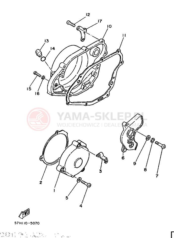 Schemat "Pokrywa silnika" do Yamaha YZ490 YZ490U