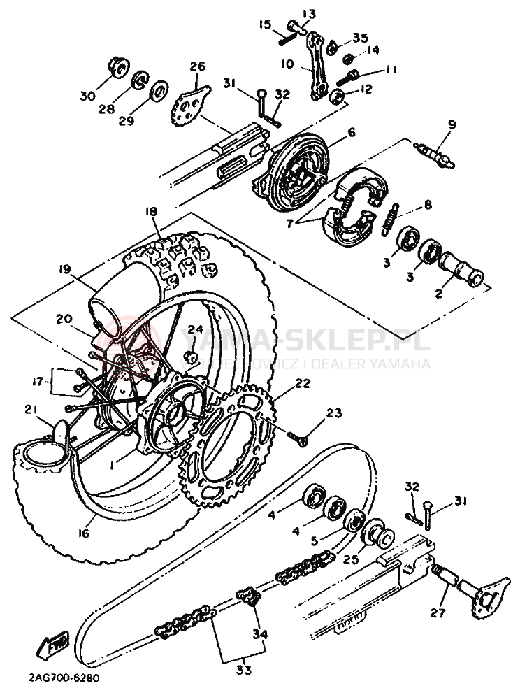 Schemat "Koło tył" do Yamaha TT600