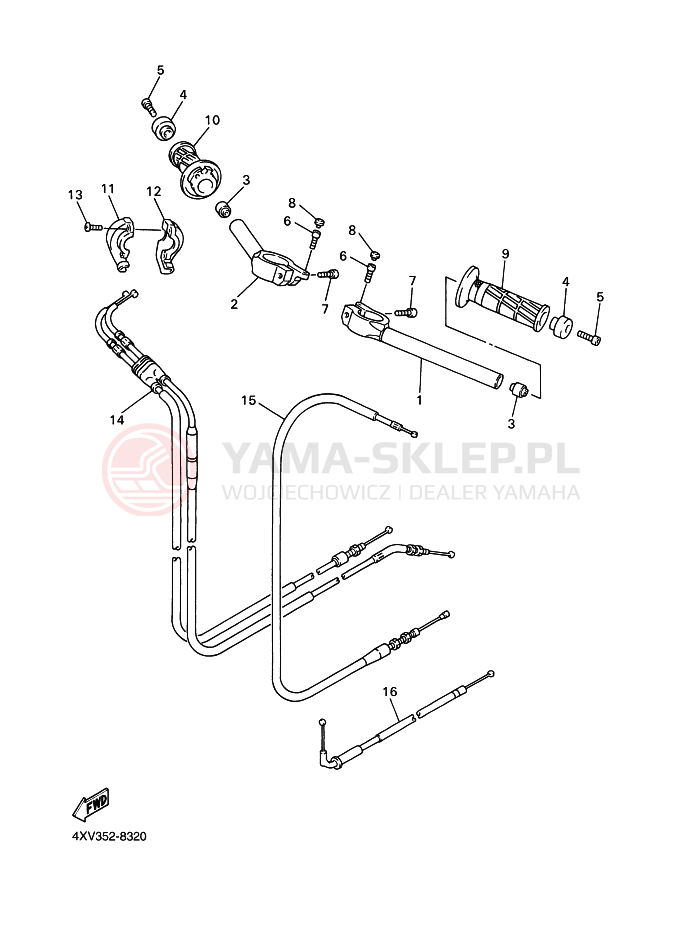 Schemat "Kierownica i osprzęt" do Yamaha YZF-R1 R1