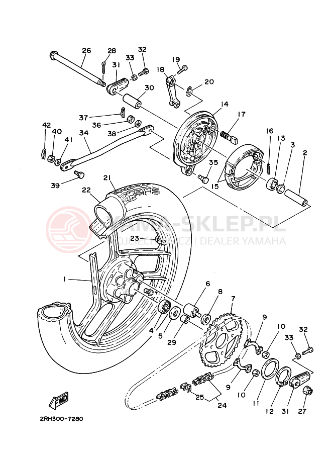 Schemat "Koło tył" do Yamaha TZR125